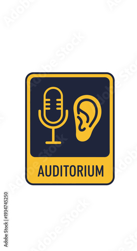 Iconic Microphone And Ear Depicting Audio Recording And Listening In A Venue Setting