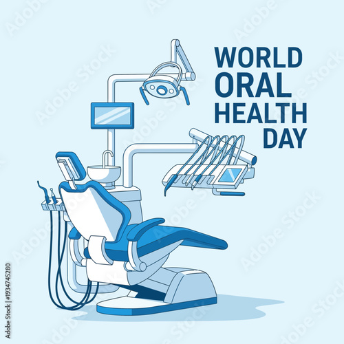 Illustrated Dental Clinic Equipment for Worldwide Oral Healthcare, A Clean and Modern Design