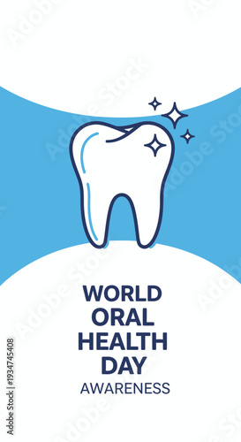 Illustrated Dental Health Awareness Poster Featuring a Sparkling Tooth for Oral Hygiene Celebration