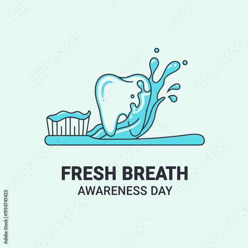Illustrated Dental Health Concept Depicting Tooth, Water Splash, and Toothbrush for Promotion