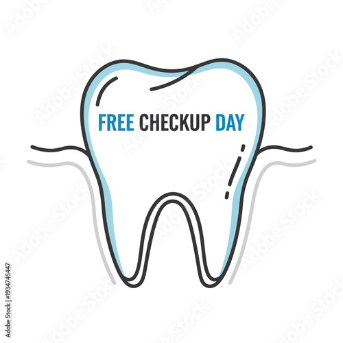 Illustrated Dental Healthcare Promotion Depicting Free Examination Announcement for General Public