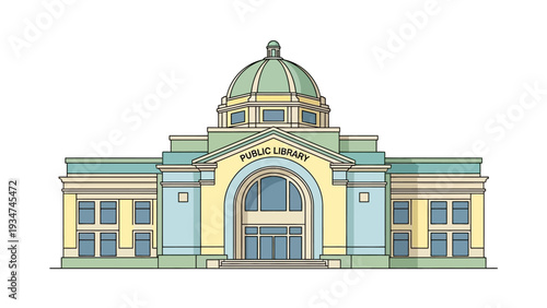 Illustration of Government Building with Dome.