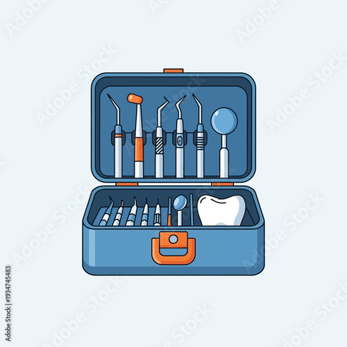 Illustrated Dental Kit Displaying Specialized Tools Essential For Professional Dentistry
