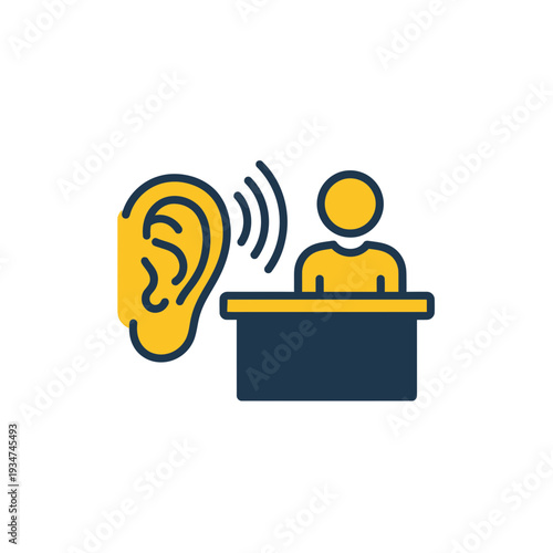 Iconic Representation Of Sound And Listening Illustrating Communication And Understanding Skill