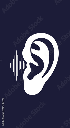 Iconic Representation of Sound and Auditory Perception Featuring an Ear and Sound Waves