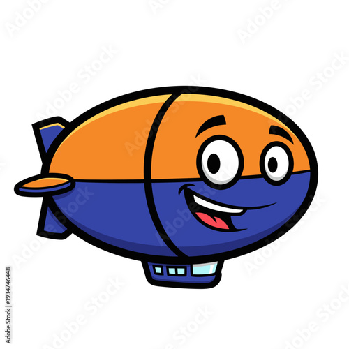 Cartoon Blimp Character with Happy Expression.