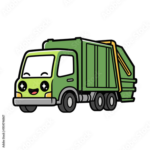 Cartoon Garbage Truck with Happy Face.