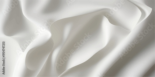 Elegant white silk and satin fabric background featuring smooth wavy textures and shiny luxury material for a soft decorative backdrop