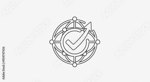 Checkmark Icon in Circular Graphic Design.