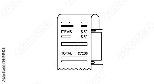 Black and white receipt paper bill.