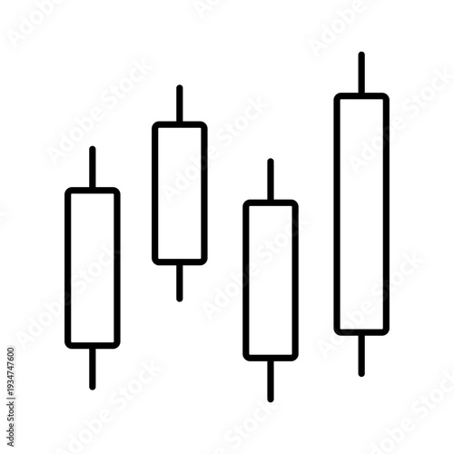 Japanese candlesticks, chart for stock price analysis. Rising bullish trend. Vector linear illustration of stock charts.
