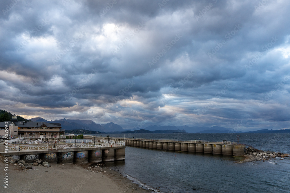 Fototapeta premium storm clouds over lake