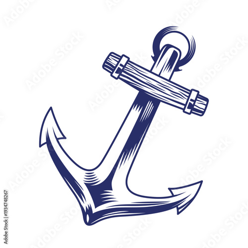 Nautical anchor design in blue