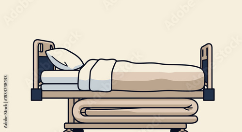 Illustrated Hospital Bed Depicting Patient Care and Medical Recovery Concept