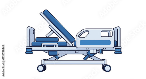 Illustrated Hospital Bed, Medical Care and Assistance, Patient Treatment Equipment Graphic