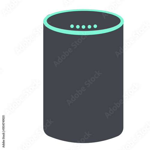 Gray smart speaker device ideal for voice assistants, smart homes, audio playback, and modern technology with flat design style.