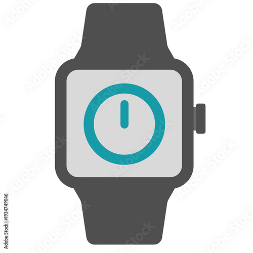 Gray smartwatch with clock display ideal for time management, fitness tracking, notifications, and modern wearable technology with flat design.