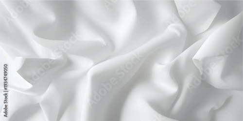 Elegant white silk and satin fabric background with smooth luxury drapery waves creating a soft shiny textile texture for a fashion backdrop