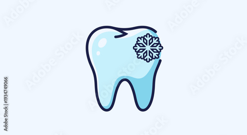 Illustrated Tooth With Snowflake Symbol, Dental Health Concept for Winter and Cold Weather