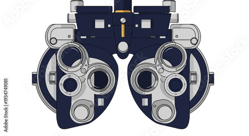 Illustrated Ophthalmological Phoropter Depicting Advanced Optical Diagnostic Device