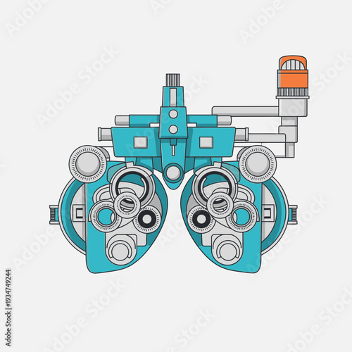 Illustrated Optometry Tool Depicting Vision Assessment Equipment For Eye Examination