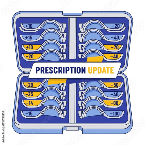 Illustrated Prescription Lens Update: Modern Design Displaying Different Optical Strengths
