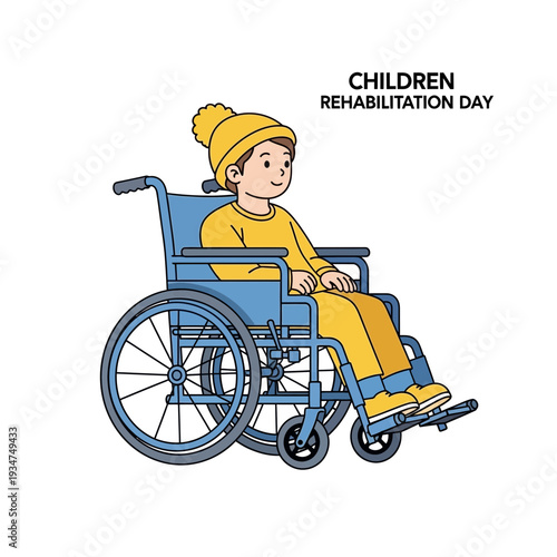 Illustration Depicting a Child in a Wheelchair Celebrating Children's Rehabilitation Day