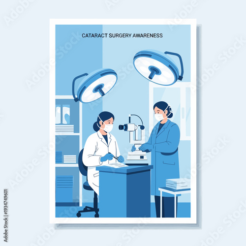 Illustration Depicting Cataract Surgery Awareness Promoting Ophthalmological Care And Treatment