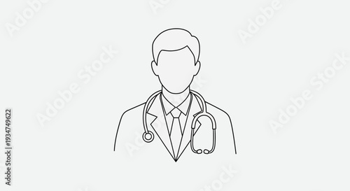 Doctor Medical Professional Simple Line Illustration.