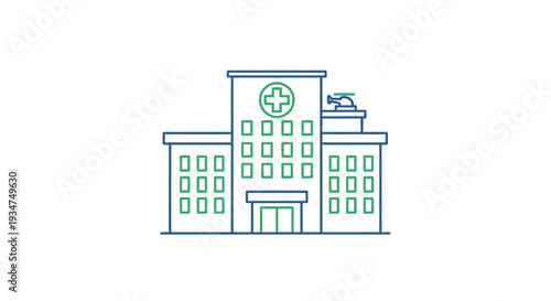 Modern office building with clock tower.