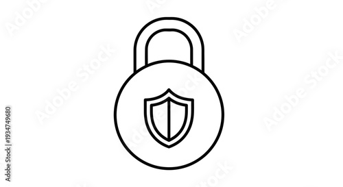 Secure protection shield icon lock symbol.