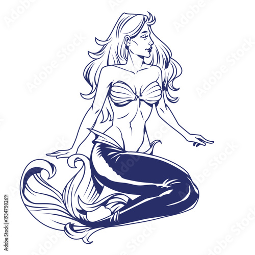 Nautical scene with a mermaid