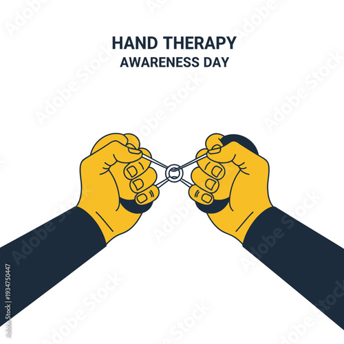 Illustration Depicting Hand Therapy Awareness Day Featuring Exercise and Physical Rehabilitation