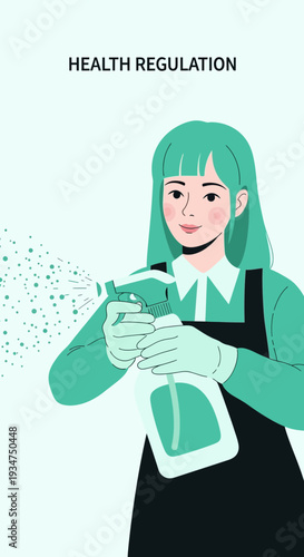 Illustration Depicting Health Regulation and Sanitization Practices in Various Environments