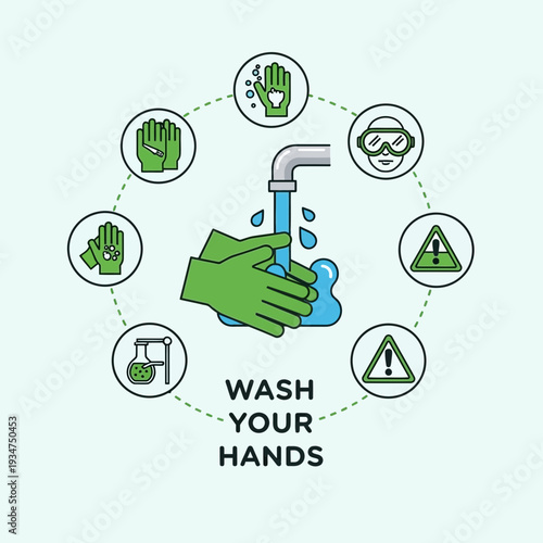 Illustration Depicting Handwashing Procedure Emphasizing Safety Protocols And Hygiene Practices