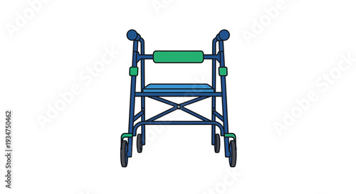 Illustration Of A Blue And Green Walker On A White Background With Shadows