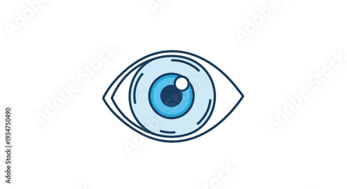 Illustration Of A Blue Eye With Clean Lines and White Background