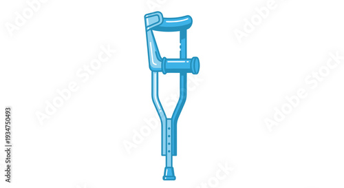 Illustration Of A Blue Crutch On A White Background Showing Medical Assistance