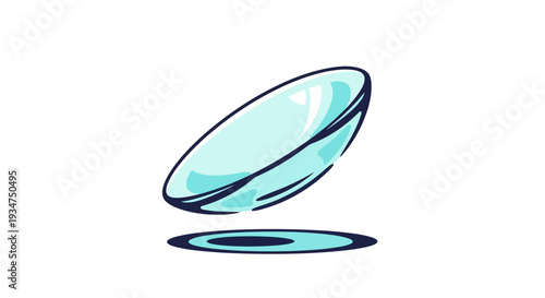 Illustration Of A Blue Contact Lens Floating Above A Subtle Shadow Optical Vision