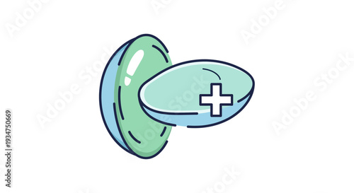 Illustration Of A Contact Lens And Eyecare Tablet Depicting Eye Health And Vision