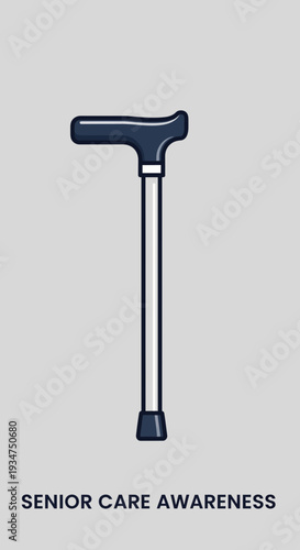 Illustration Depicting Mobility Aid, Symbolizing Elderly Assistance and Senior Care Awareness