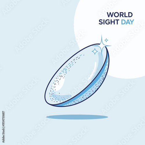 Illustration Of A Contact Lens With World Sight Day Text On A Light Blue Background