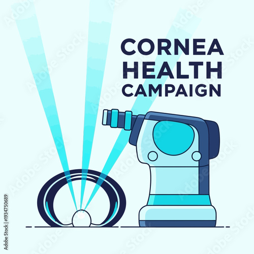 Illustration Of A Cornea Health Campaign Featuring Advanced Eye Examination Equipment