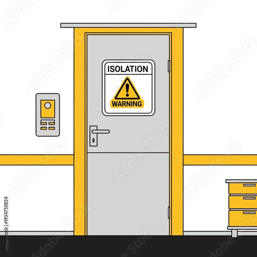 Illustration Of A Doorway In A Medical Environment Signifying Isolation And Warning