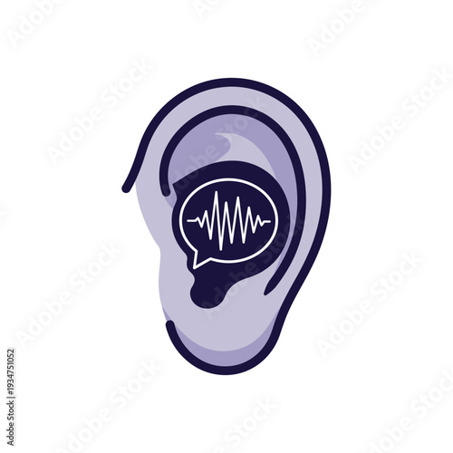 Illustration Depicting Sound Waves Within An Ear, Symbolizing Audio Communication and Listening