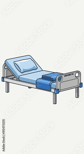 Illustration Of A Hospital Bed With Adjustable Headrest Depicting Health and Wellness Concepts