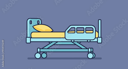 Illustration Of A Hospital Bed, Showing Healthcare And Medical Treatments