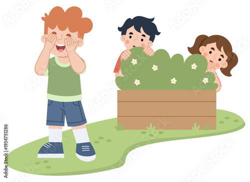 Children Playing Hide and Seek Outdoors