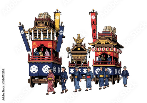 Kyoto Gion Matsuri Cultural Celebration Vector Art