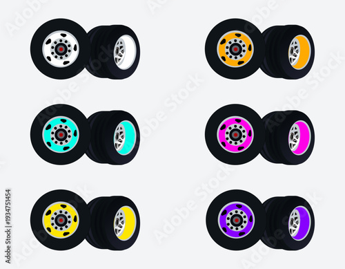 Colorful Car Rims Pack – 6 Bright Variants